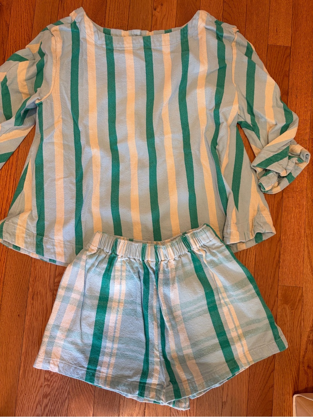 Free People Green and White Striped Women's Set